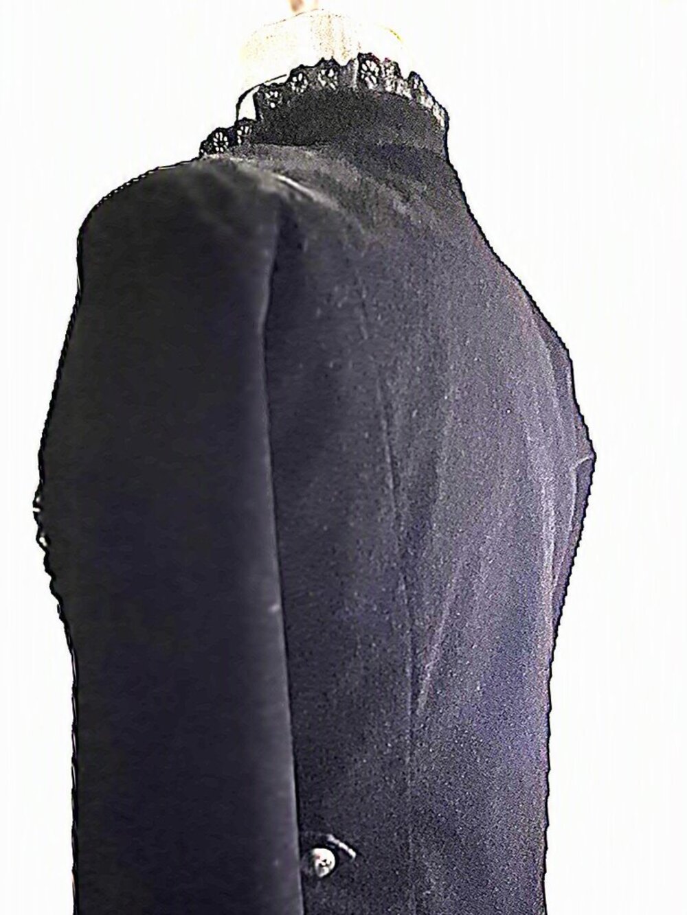 Black Velvet Military Jacket with Braided Trim & Silver Buttons - Picture 7 of 9